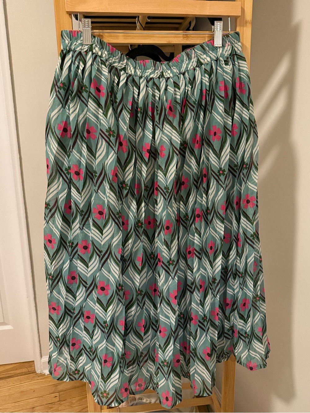 Floral Circle Skirt in Teal and Pink